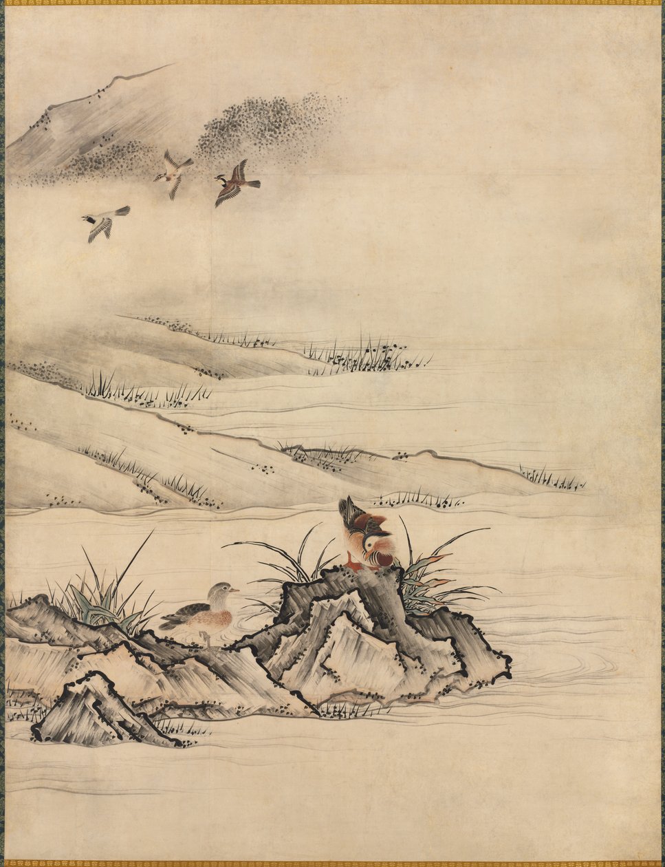 Květiny a ptáci v jarní krajině, 1500s. od Kano Motonobu