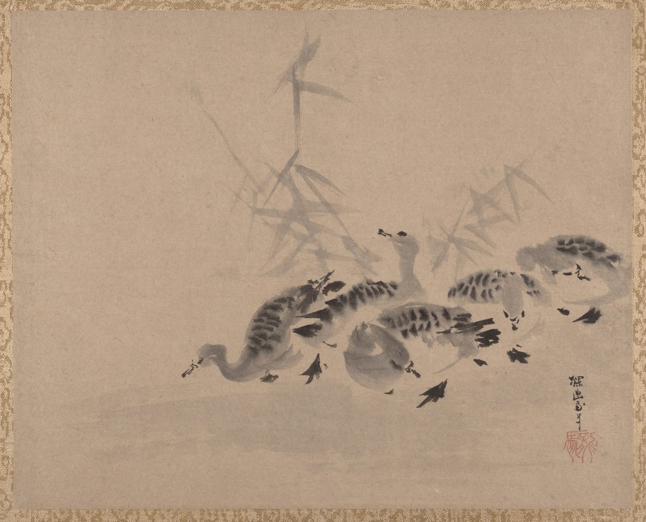 Kachny a rákosí, ca. 1650. od Kanō Tan’yū