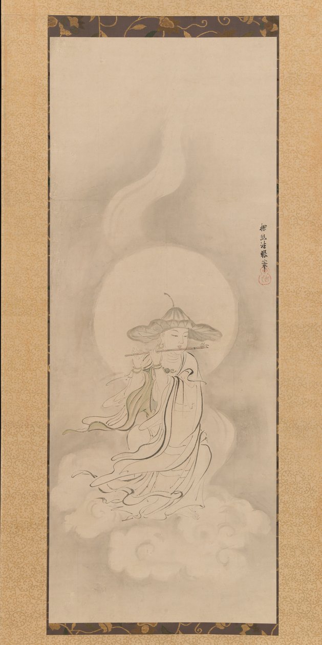 Jizo Bosatsu Hra na flétnu, polovina 17. století. od Kanō Tan’yū
