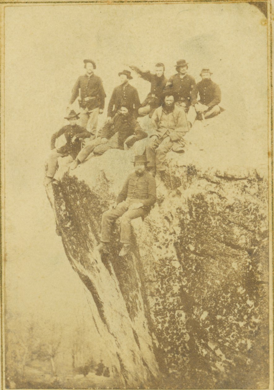 Union vojáci sedící na útesu na Lookout Mountain od Kansas A.C. Nichols