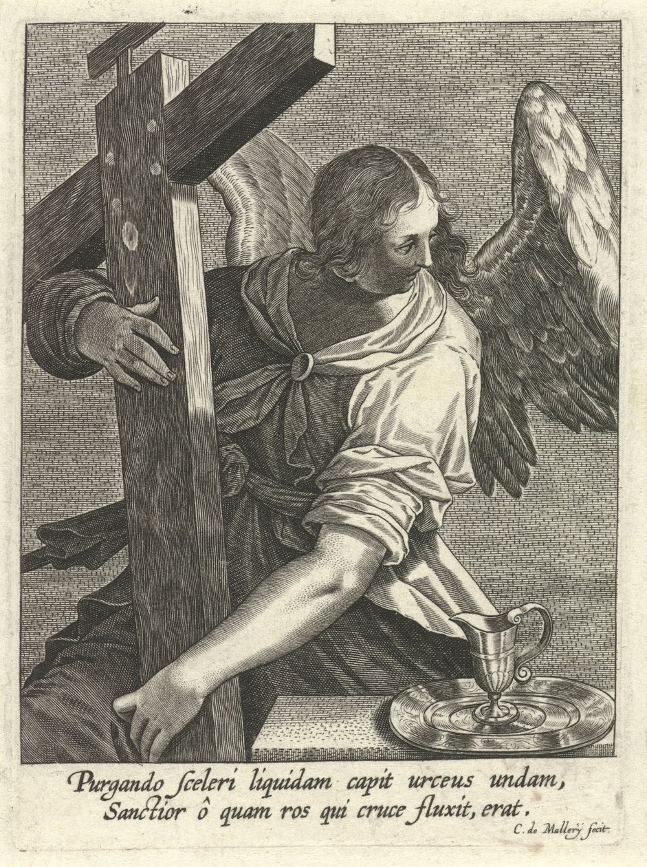 Anděl s křížem a umyvadlem od Karel van Mallery