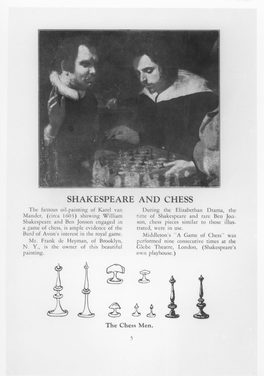 William Shakespeare (1564-1616) a Ben Jonson (1572-1637) se zapojili do hry v šachy od Karel van Mander III