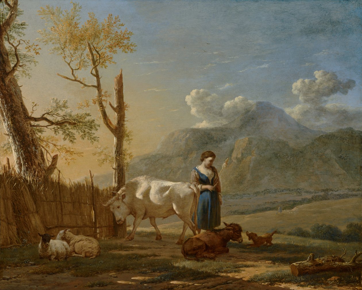 Krajina s pastýřkou od Karel Dujardin