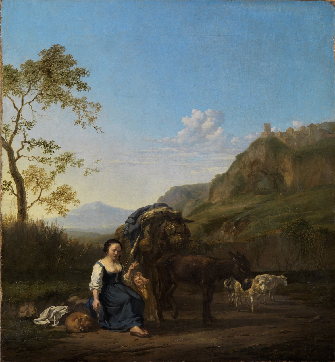 Přadlena v italské horské krajině od Karel Dujardin