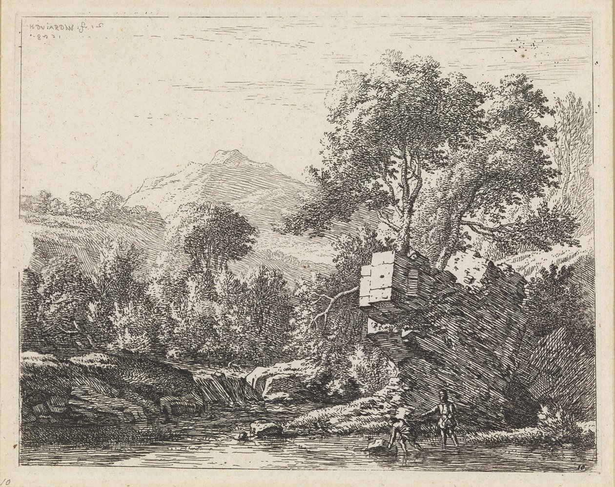 Dva muži u kamene ve vodě od Karel Dujardin