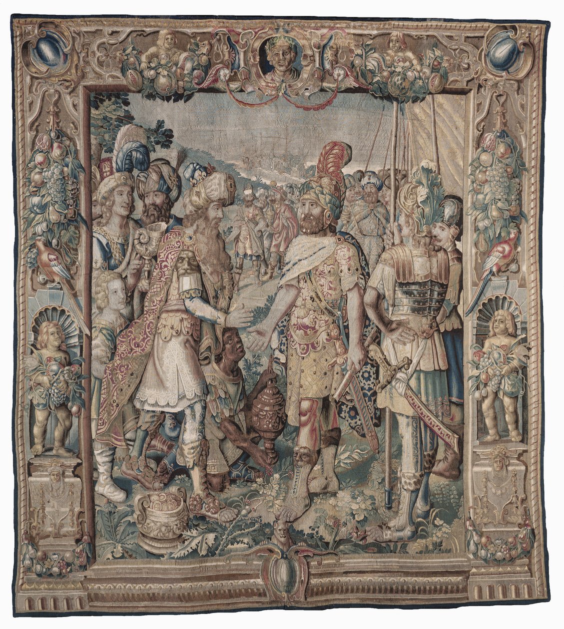 Antoniovo jediné římské vítězství nad Parthy; tapiserie od Karel van II Mander