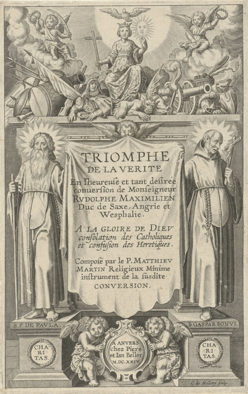 Titulní strana pro: Triomphe de la Verite, 1624 od Karel van Mallery