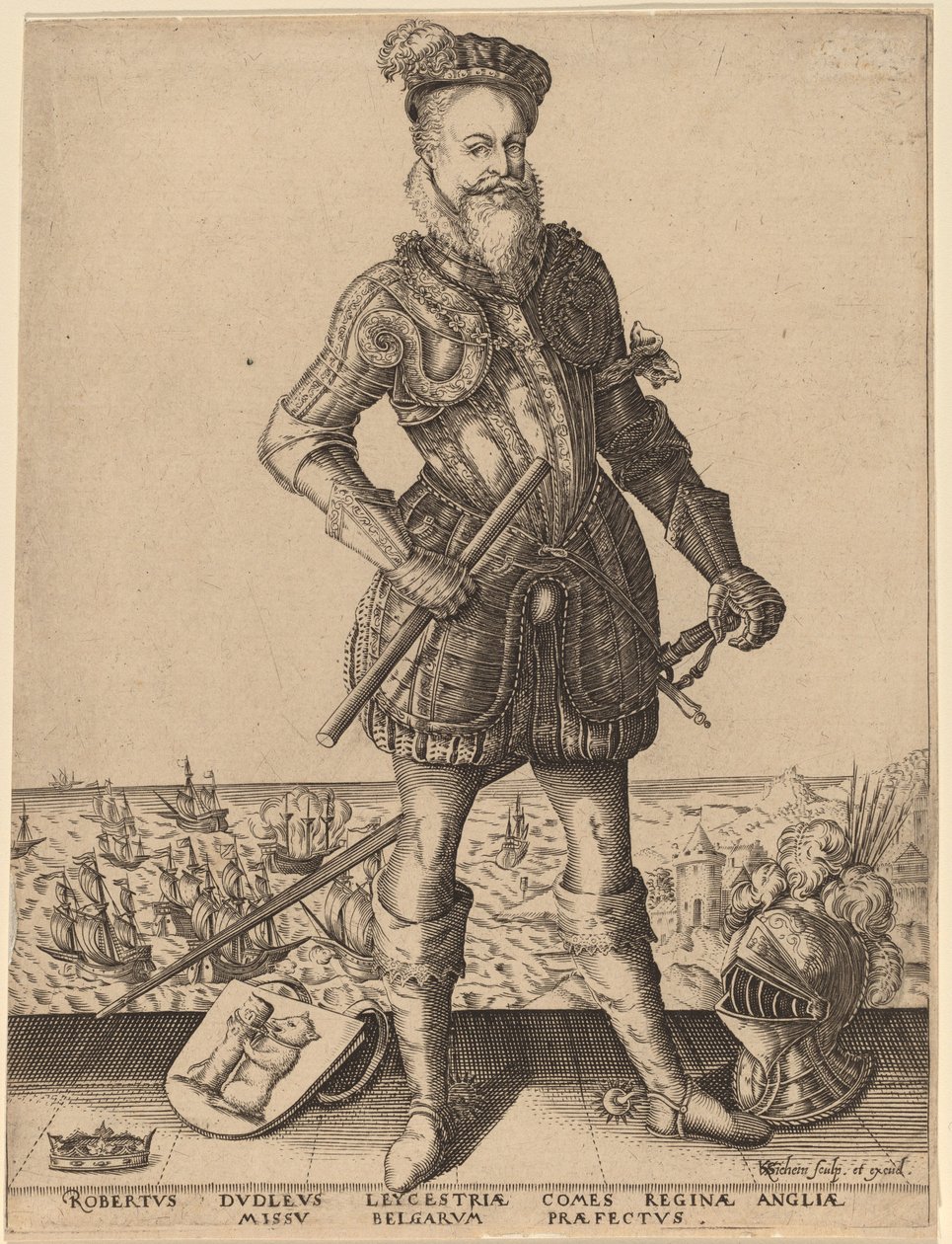 Robert Dudley, hrabě z Leicesteru od Karel van Sichem after Christoffel