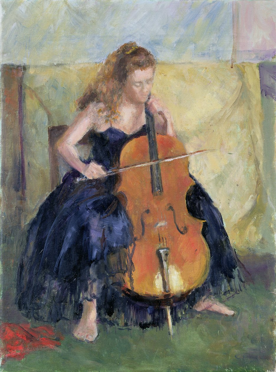 Hráč na violoncello, 1995 od Karen Armitage