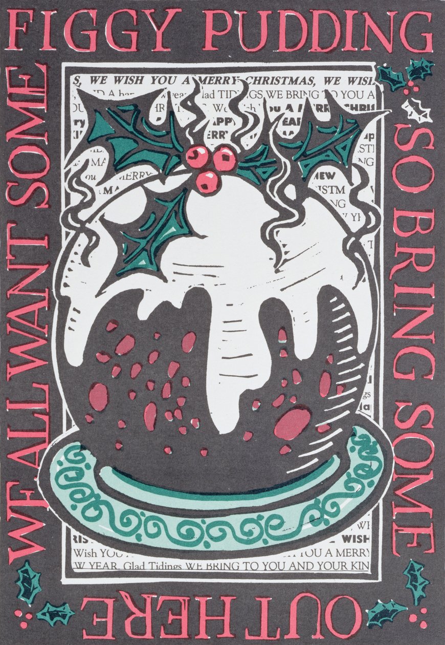 Figgy Pudding, 1998 (linoryt na papíře) od Karen Cater