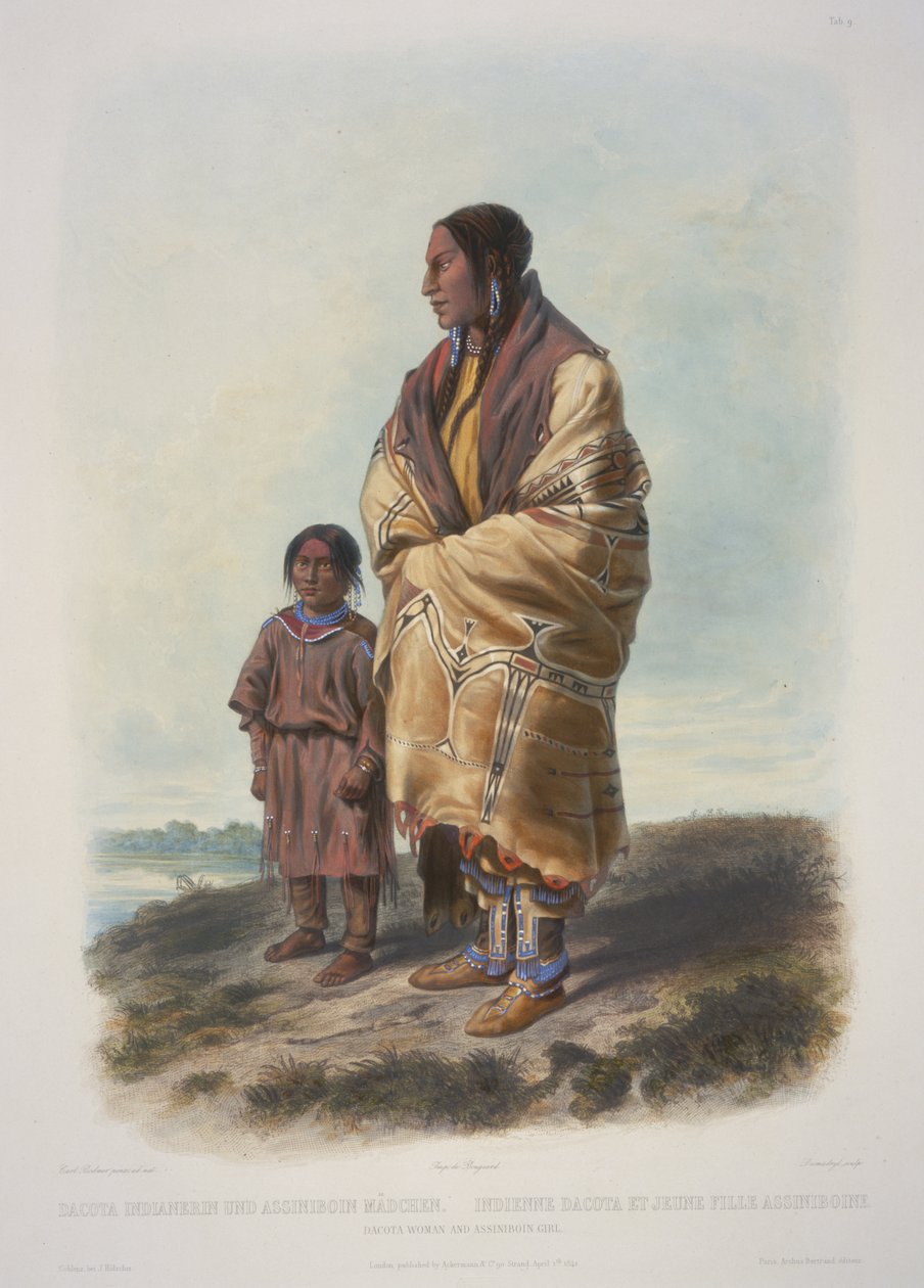 Žena Dakota a dívka Assiniboin od Karl Bodmer