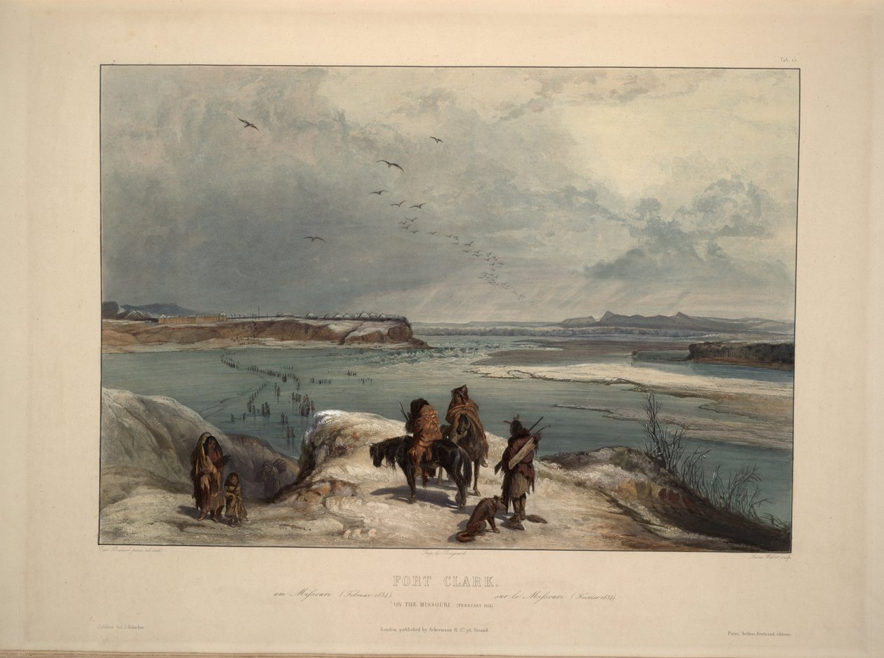Fort Clack na Missouri, únor 1834 od Karl Bodmer