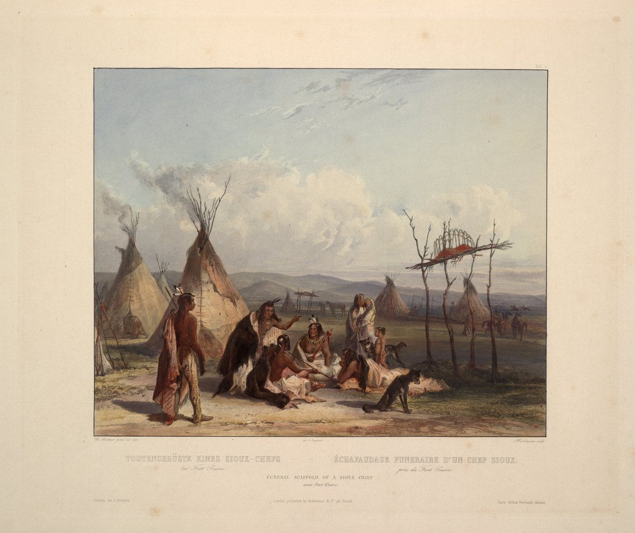 Pohřební lešení náčelníka Siouxů od Karl Bodmer