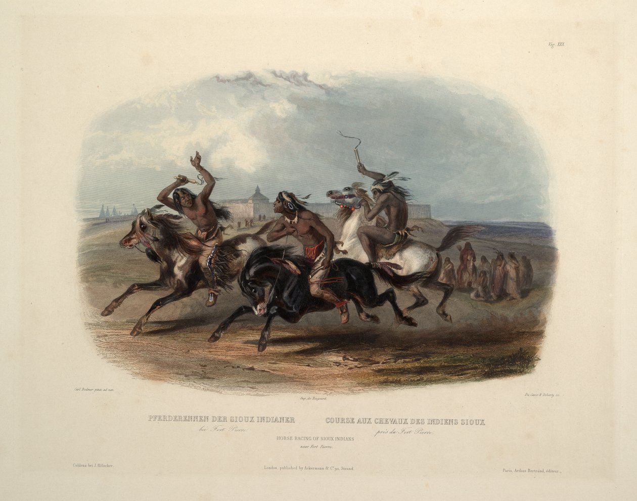 Koňské dostihy indiánů Siouxů od Karl Bodmer