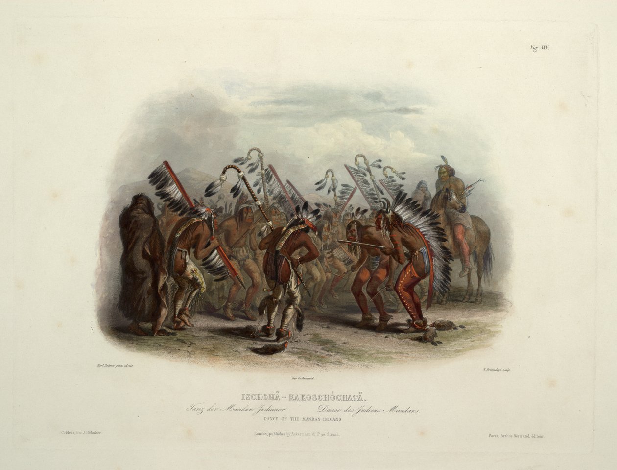 Ischohä-Kakoschochatä Tanec indiánů Mandanů od Karl Bodmer