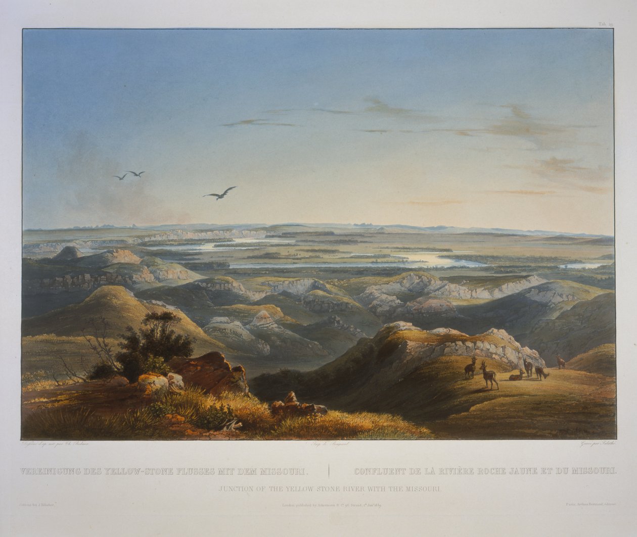 Soutok řeky Yellowstone s Missouri od Karl Bodmer