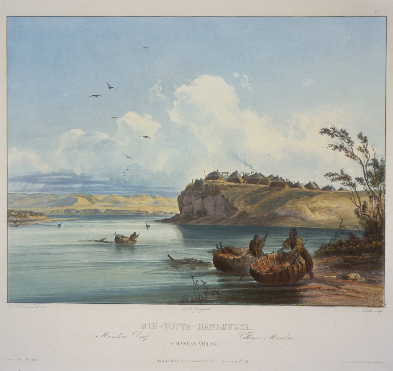 Mih-Celý-Hangkusch. Mandanská vesnice od Karl Bodmer