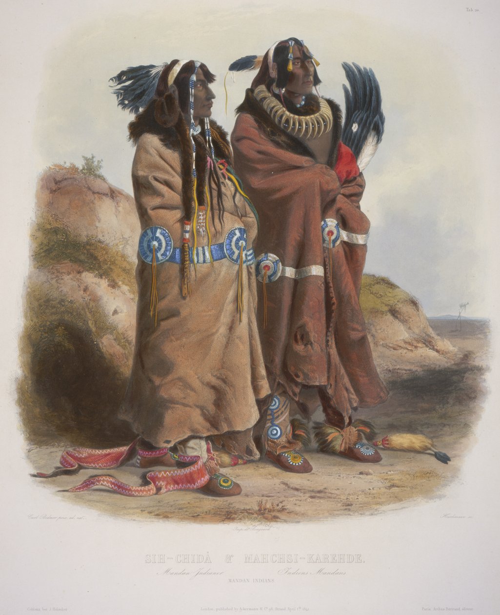 Sih-Chida a Mahchsi-Karehde, indiáni Mandanu od Karl Bodmer