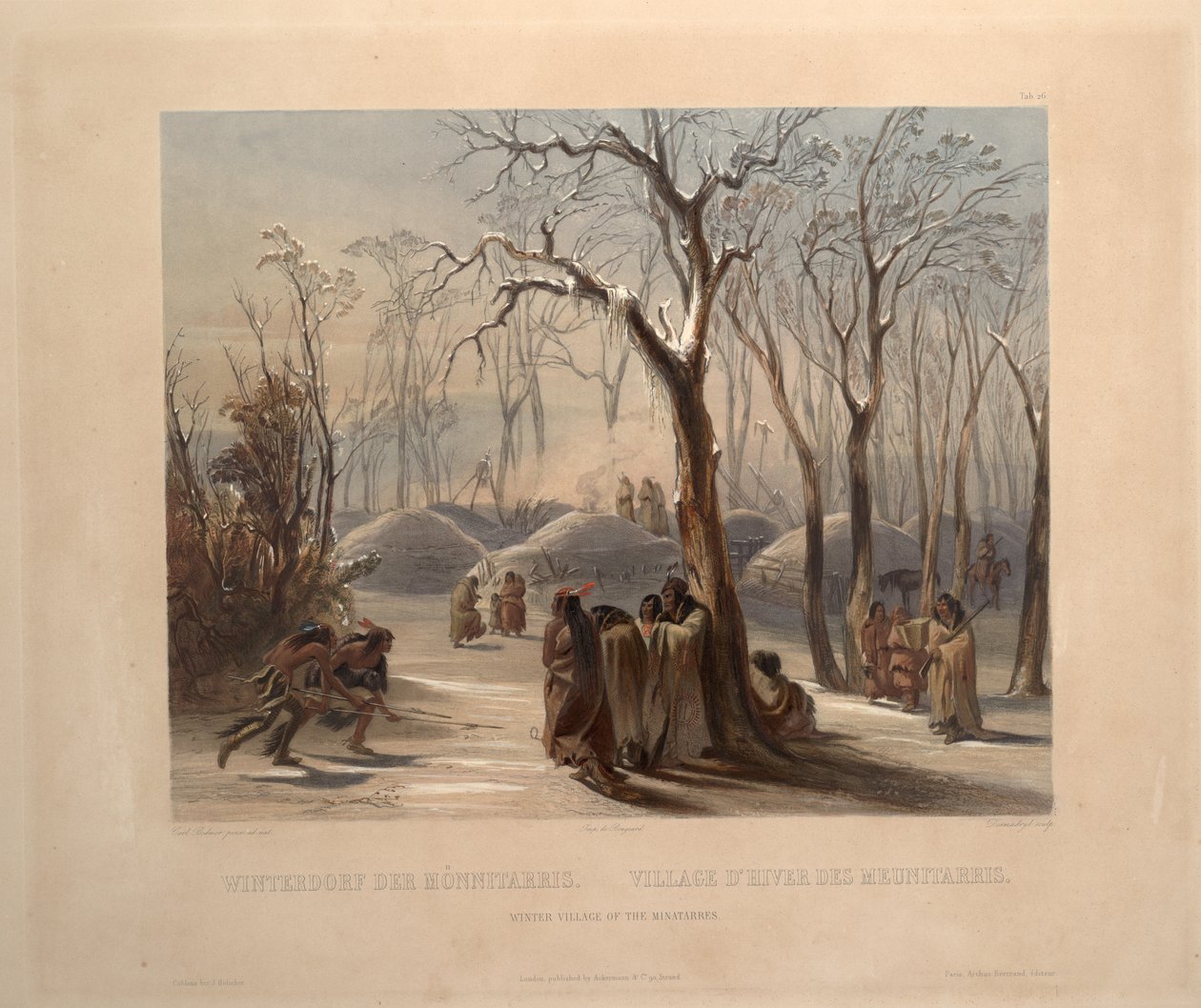 Zimní vesnice Minatarres od Karl Bodmer