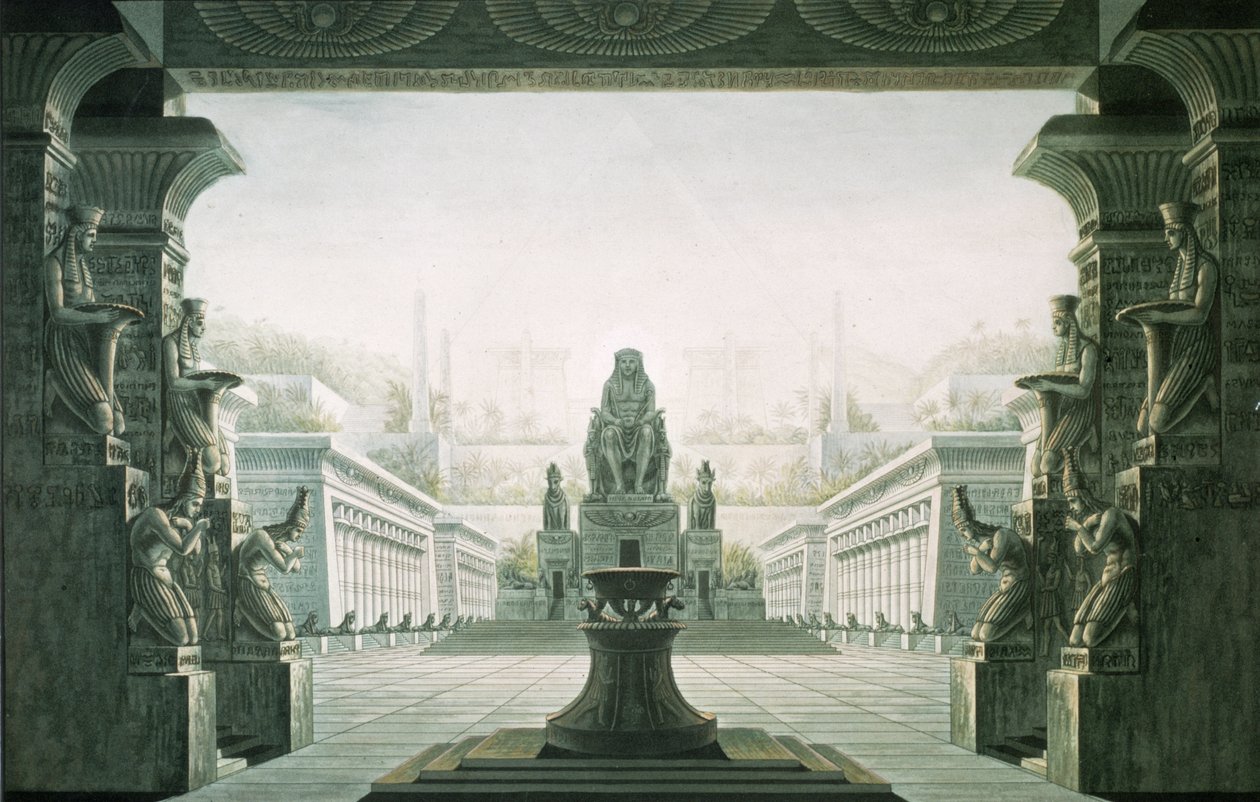 Scénografie pro poslední scénu „Kouzelné flétny“ od Wolfganga Amadea Mozarta (1756-91) od Karl Friedrich Schinkel