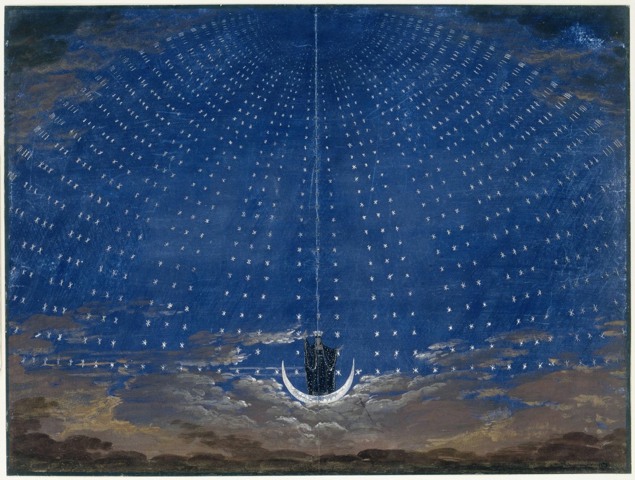 Scéna pro královnu noci (v Mozartově Kouzelné flétně) od Karl Friedrich Schinkel
