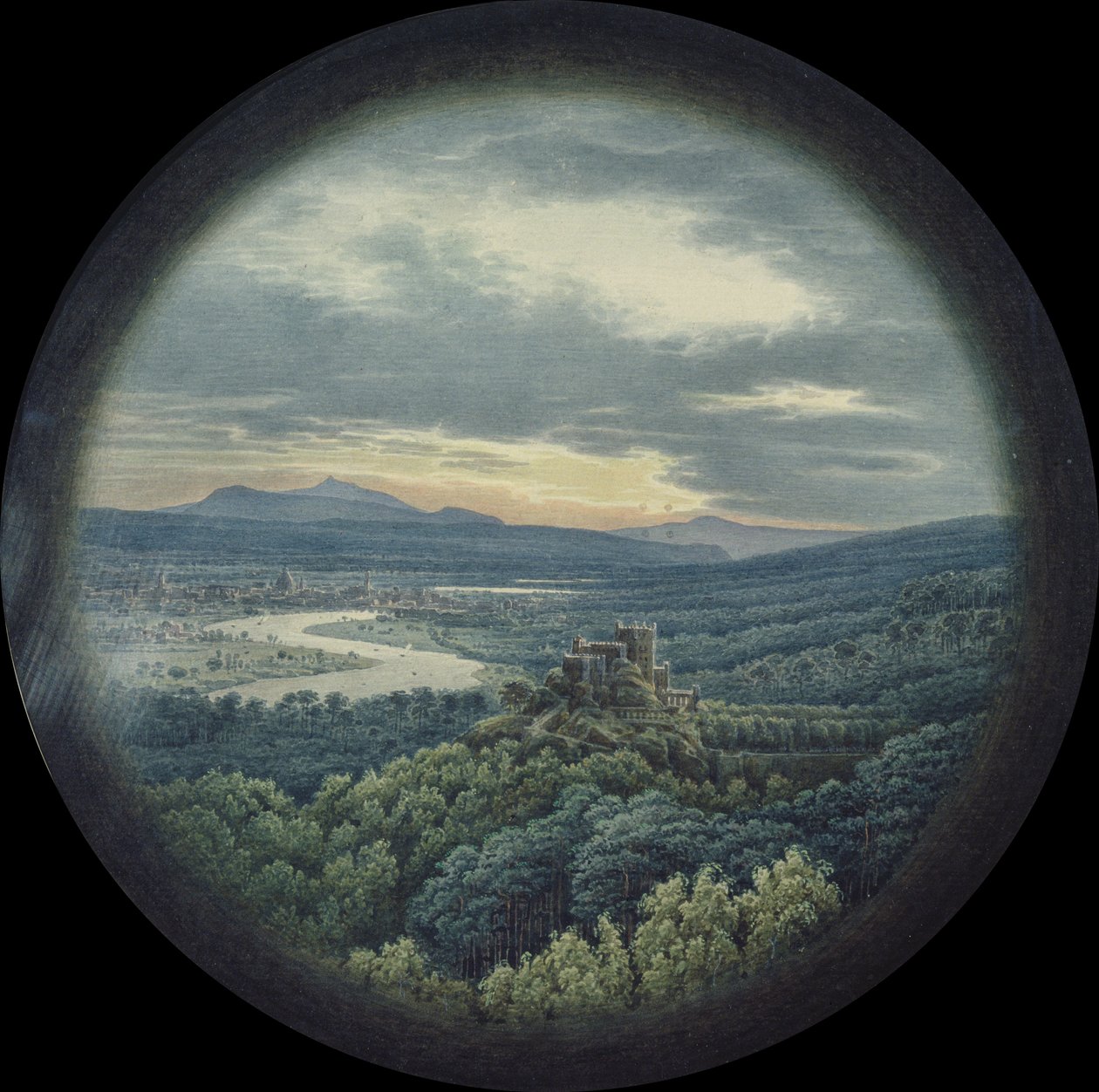 Pohled na Drážďany (čb a bodycolor na papíře) od Karl Friedrich Schinkel
