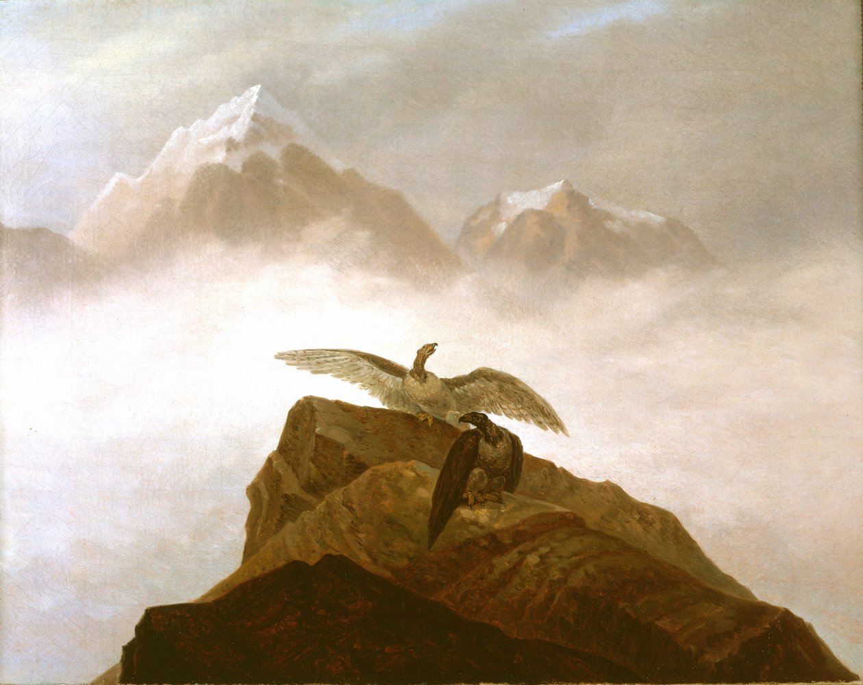 Orli přistávají na alpském vrcholu od Karl Gustav Carus