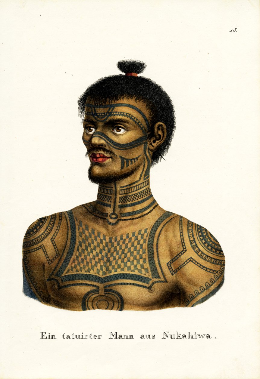 Tetovaný muž z Nukahiwy, 1824 od Karl Joseph Brodtmann
