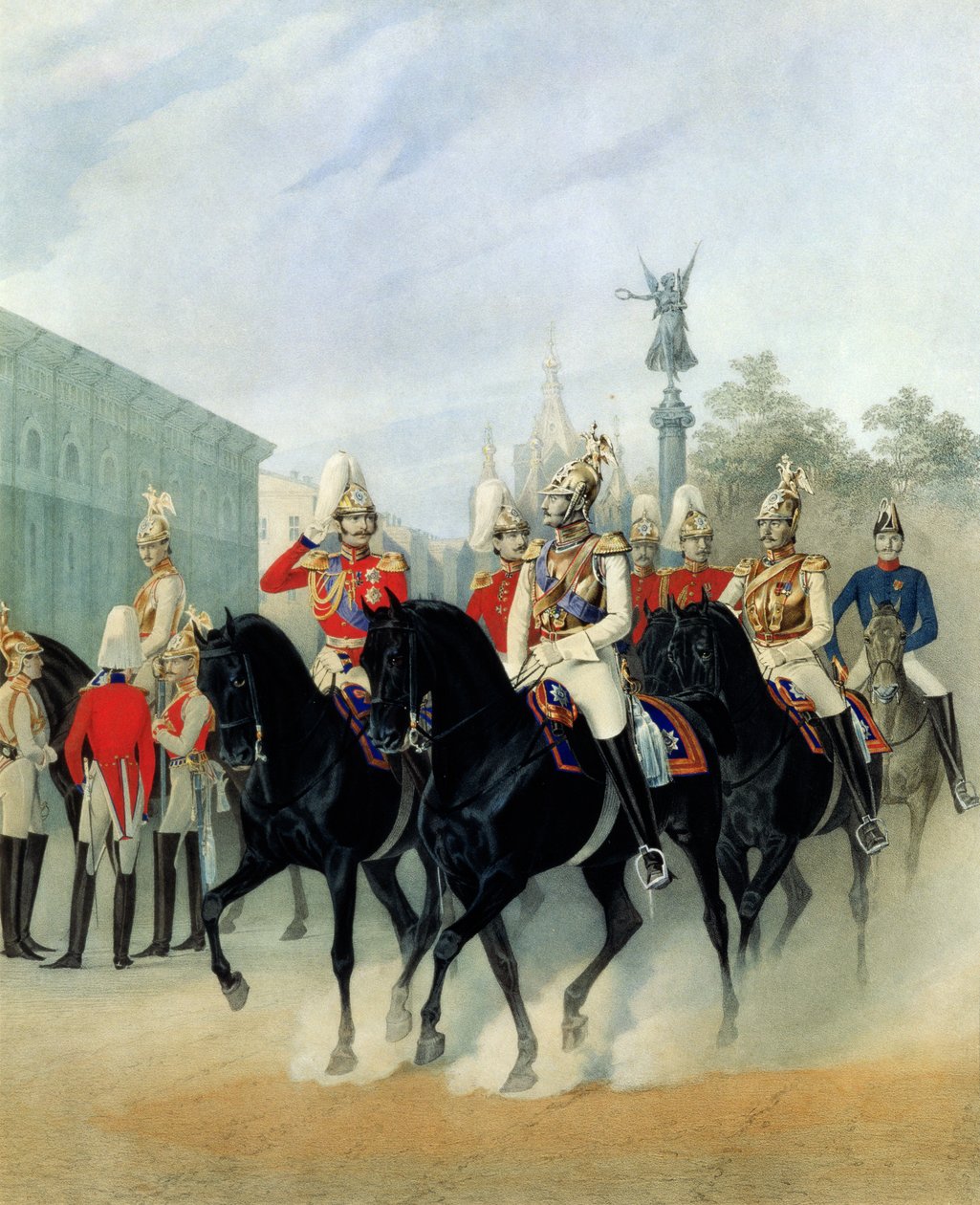 Císař Mikuláš I. (1796-1855) a velkovévoda Alexandr (1845-94) v Petrohradě, 1843 od Karl Karlovich Piratsky