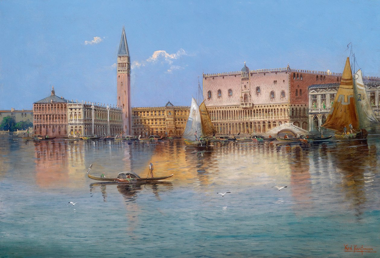 Zápas z Benátek, Acqua Alta na Piazza San Marco od Karl Kaufmann