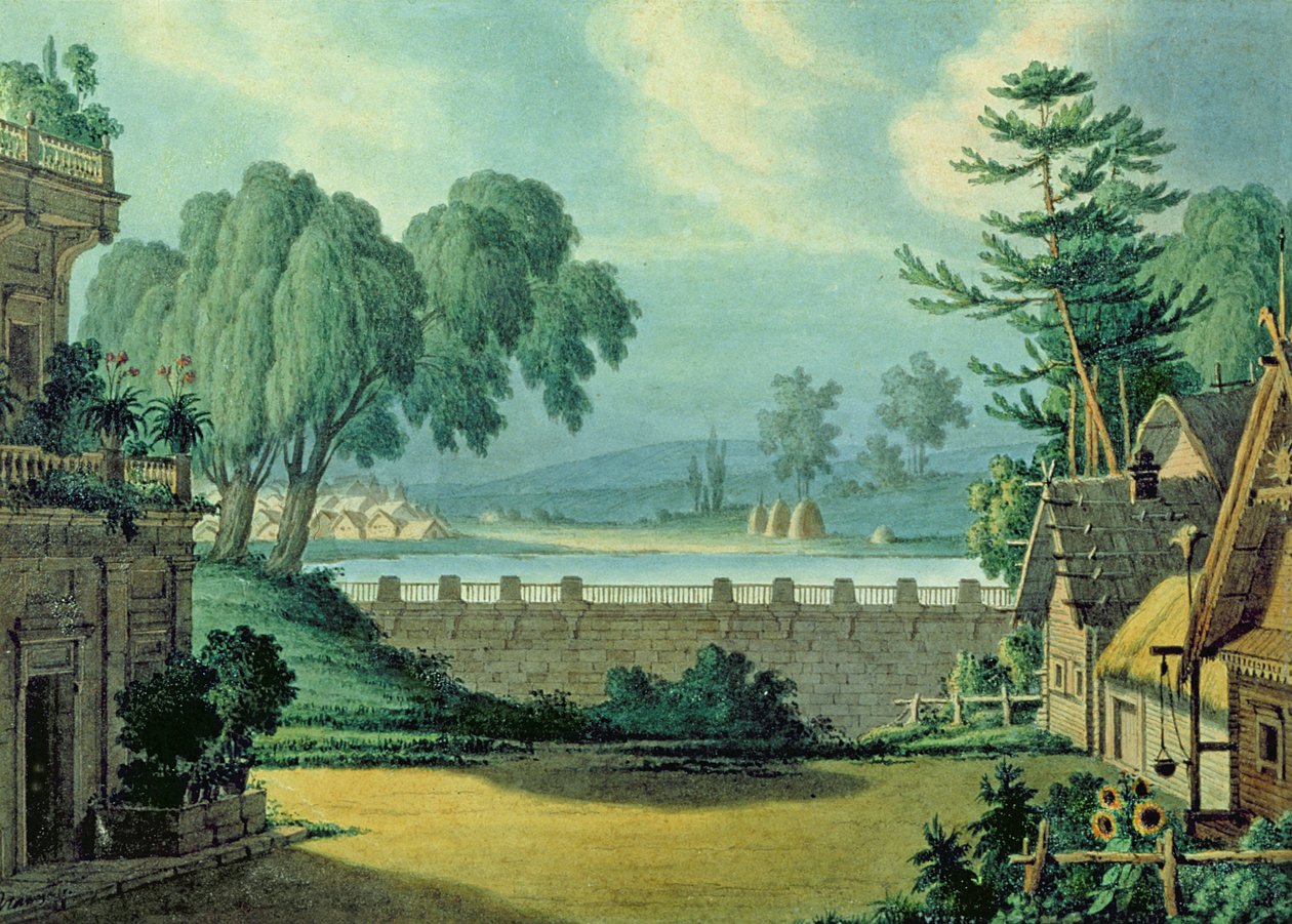 Scénický návrh k opeře „Pan Tvardovský“ od A. Verstovského, 1828 (pero, tuš a wc na papíře) od Karl Ossipovich, the Elder Braun