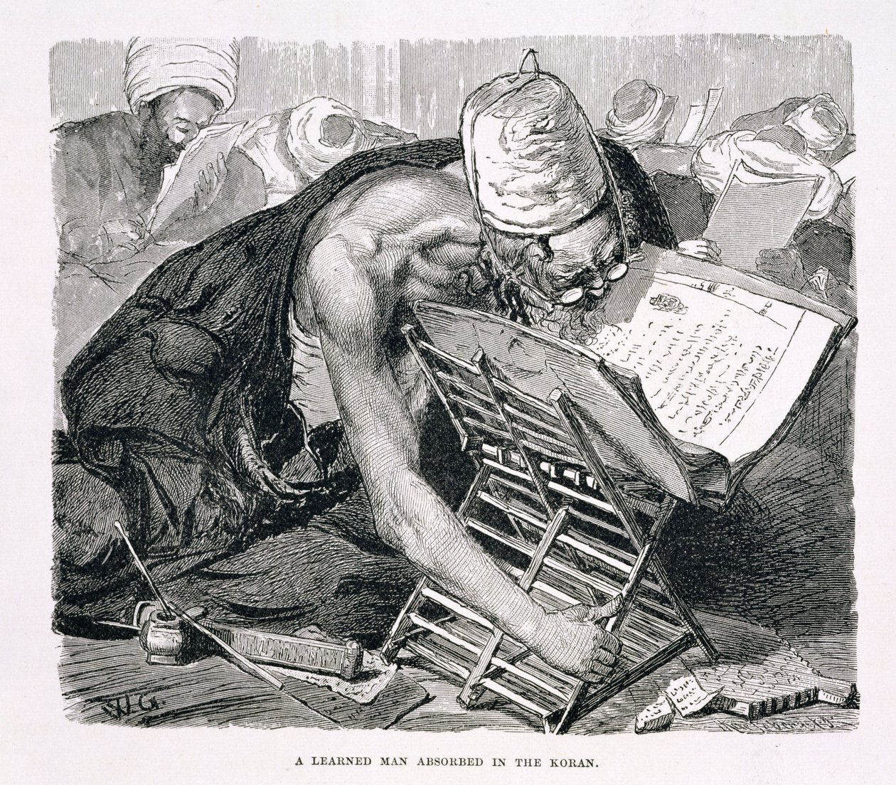 Učený muž pohlcený koránem, 19. století (rytina na papíře) od Karl Wilhelm Gentz