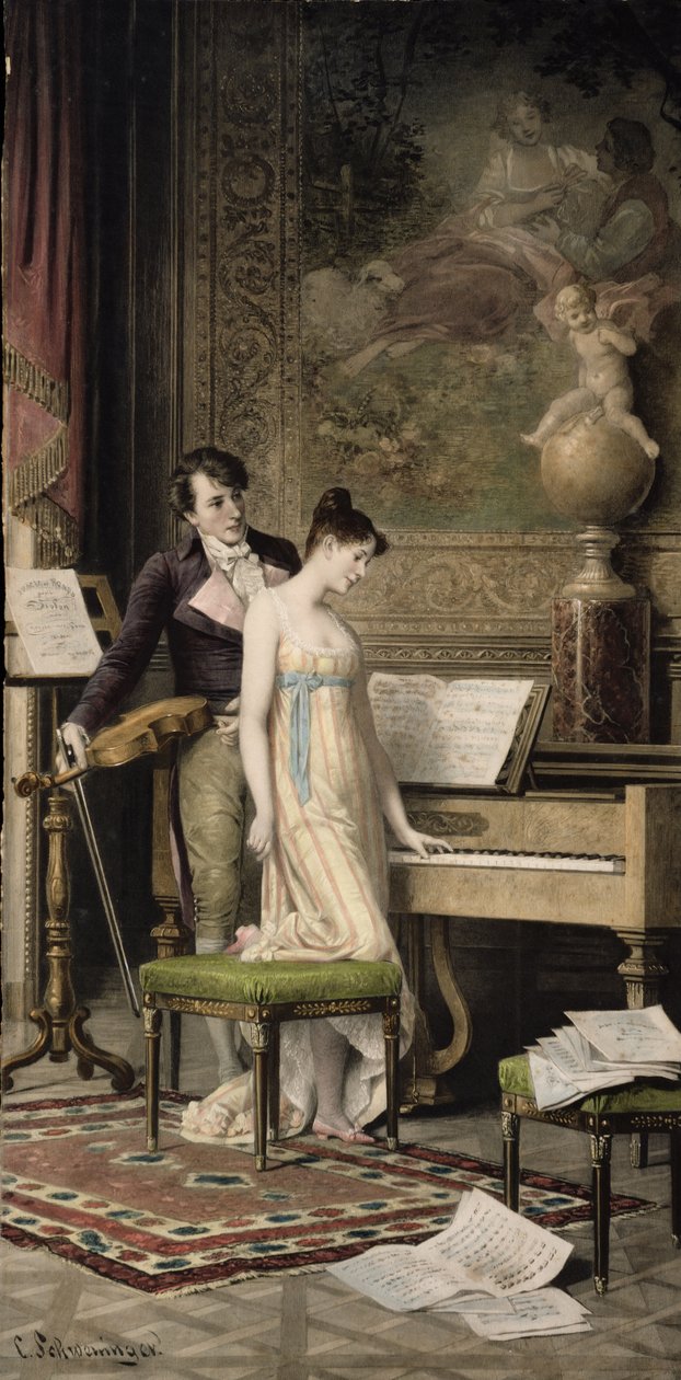 Duet (mezzotinta) od Karl the Elder Schweninger