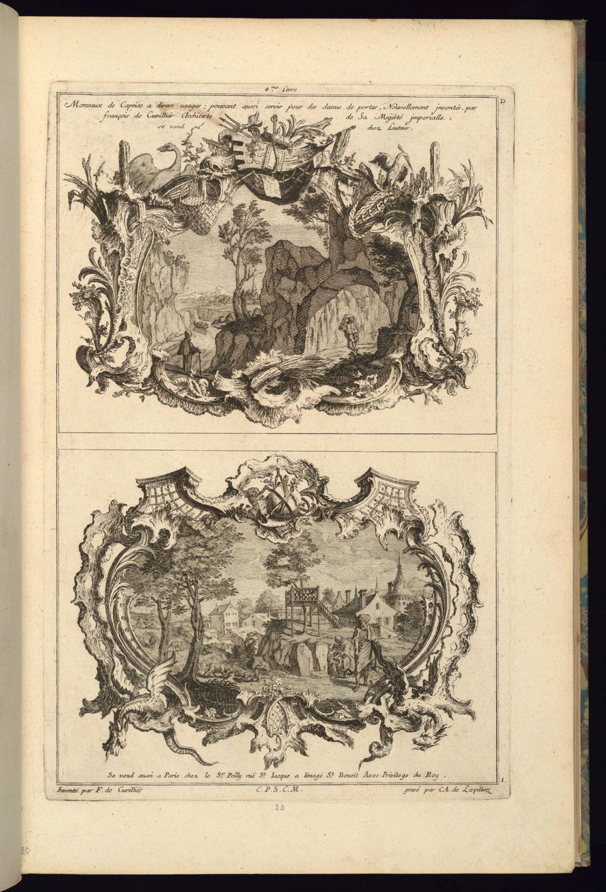 Tisk, design pro dvě kartuše, 1745 od Karl Albert von Lespilliez
