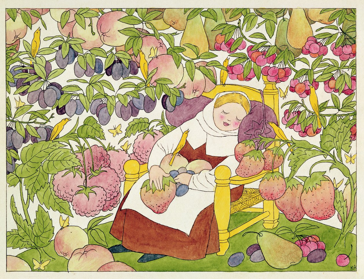 Ilustrace z knihy "Schlaraffenland" od Hanse Sachse (1494-1576) (perem a tuší a akvarelem na papíře) od Karl Arnold