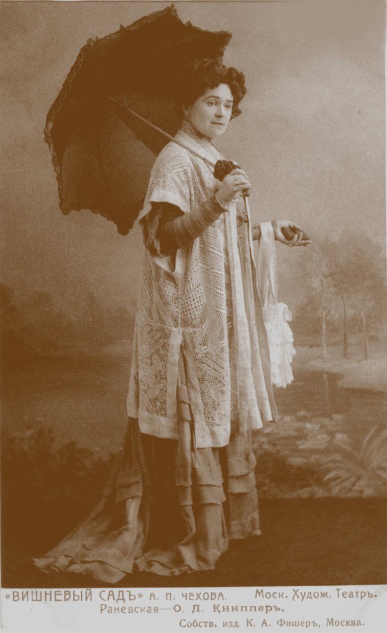 Olga Leonardovna Knipper-Chekhova eso Ranevskaya yn Tae Cherry Orchard od Karl August Fischer