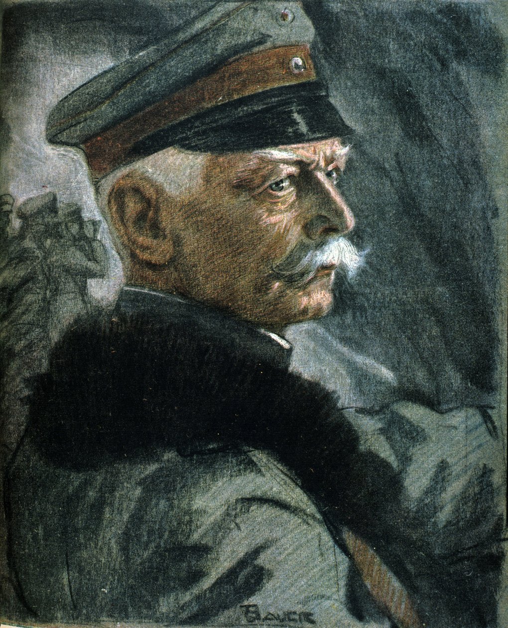 První světová válka: Portrét německého vojáka Ericha von Falkenhayna (1861-1922). Ilustrace Karl Bauer (1868-1942) od Karl Bauer