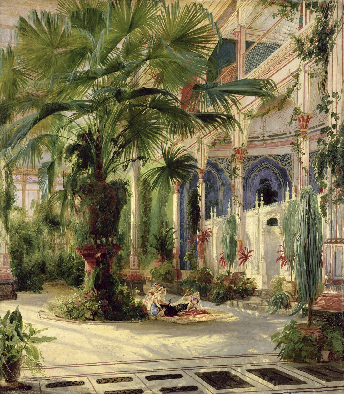 Interiér Palmového domu v Postupimi, 1833 (papír na plátně) od Carl Blechen