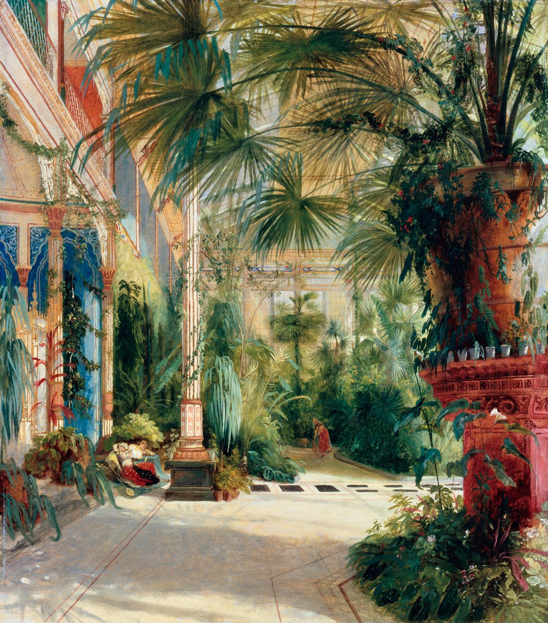 "" Serre a palmiers "" (Interiér palmového domu) Peinture de Carl Blechen (1798-1840) Olej na papíře 1832-1833 Rozměr 64x56 cm Staatliche Museen, Berlín od Carl Blechen