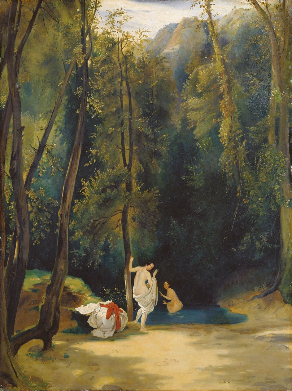 Ženy koupající se v parku Terni, kolem 1828-29 (olej na plátně) od Karl Blechen