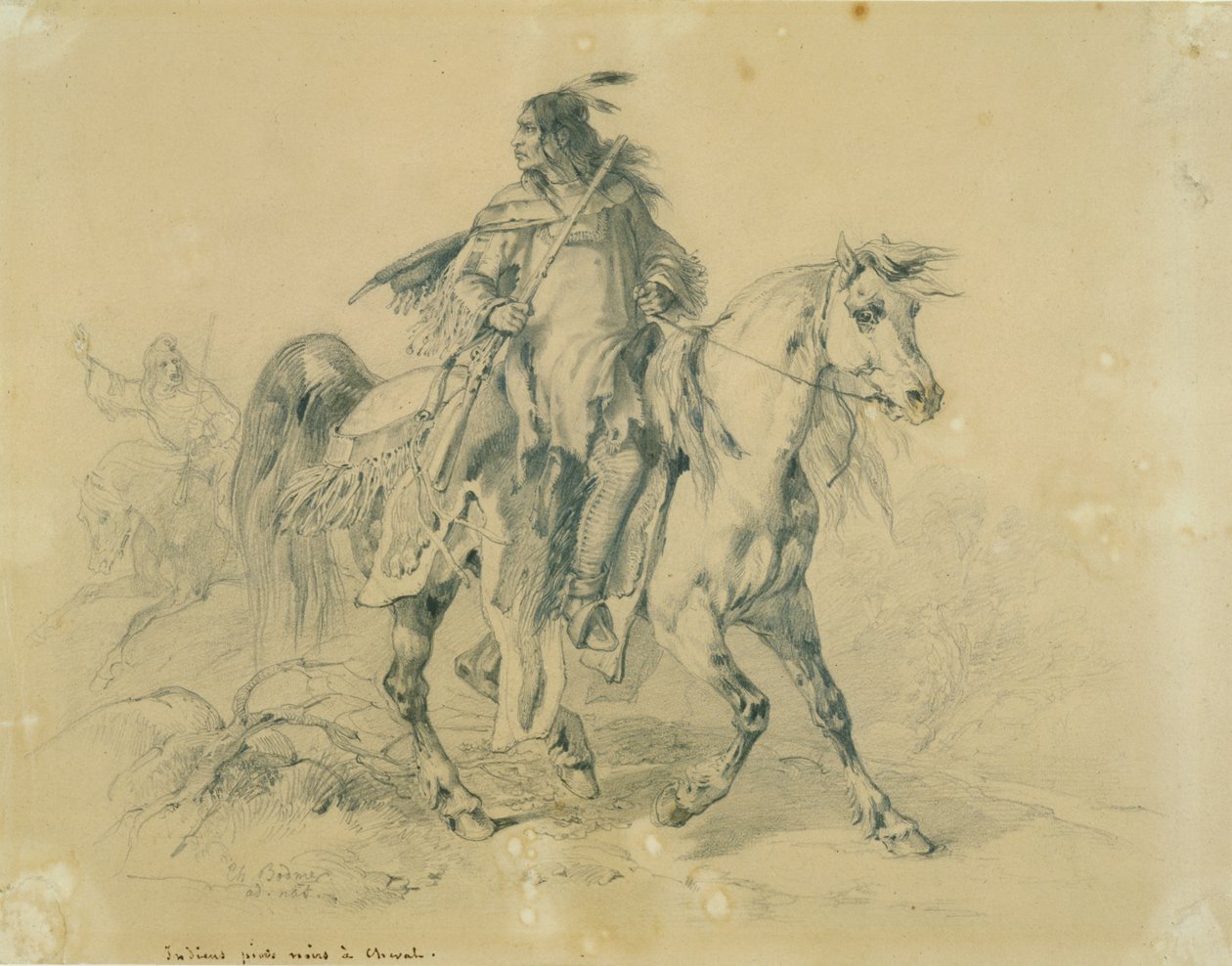 Černonohý válečník na koni od Karl Bodmer