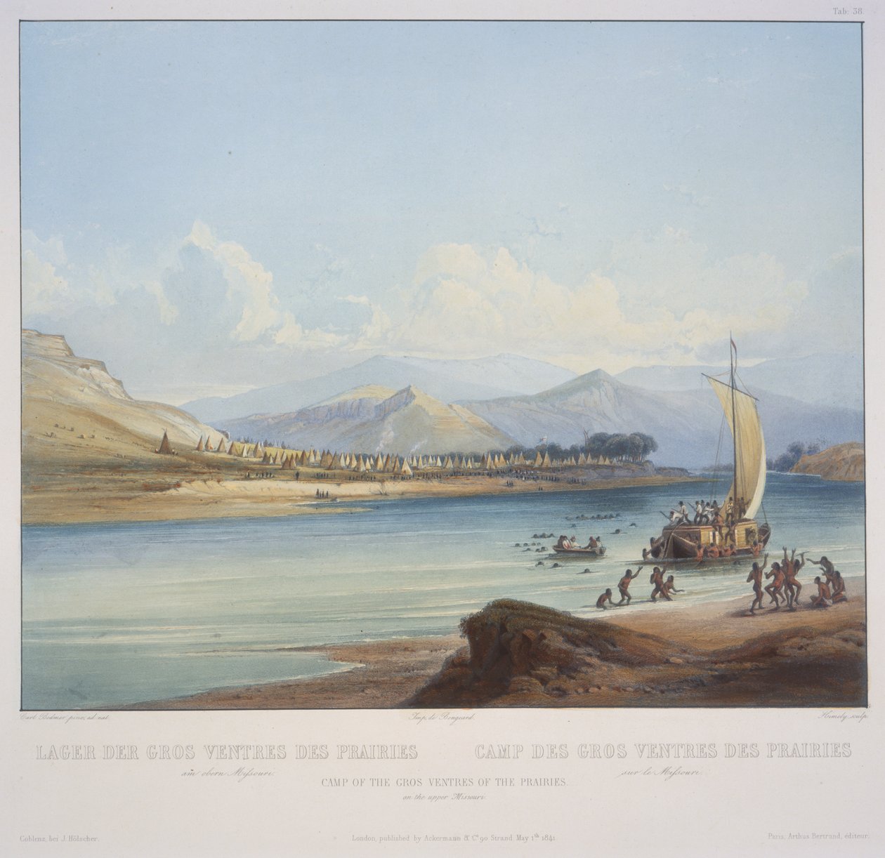 Tábor Gros Ventres z prérií na Horní Missouri od Karl Bodmer