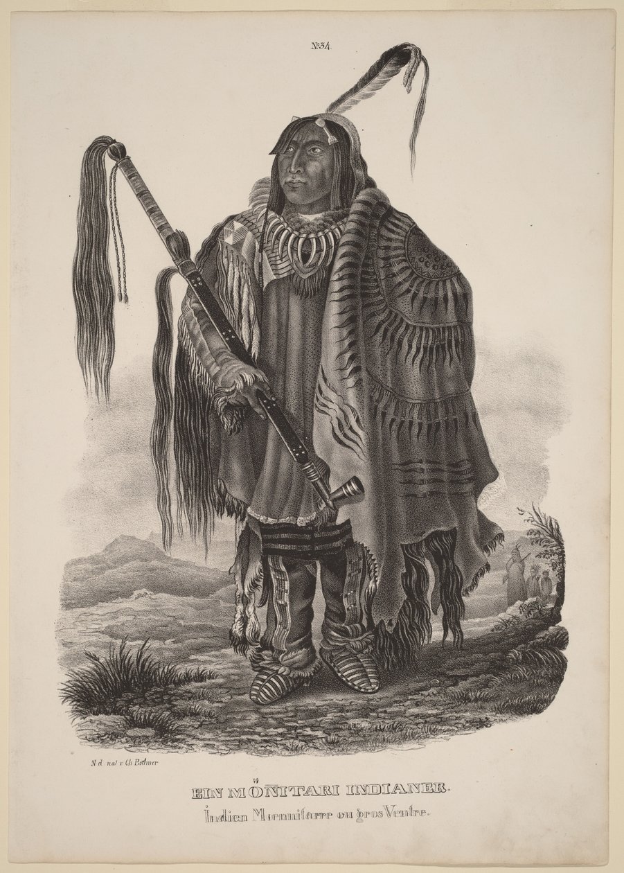 Indián z kmene Monitari od Karl Bodmer