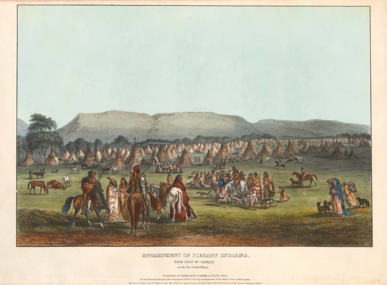Tábor Pieganů od Karl Bodmer