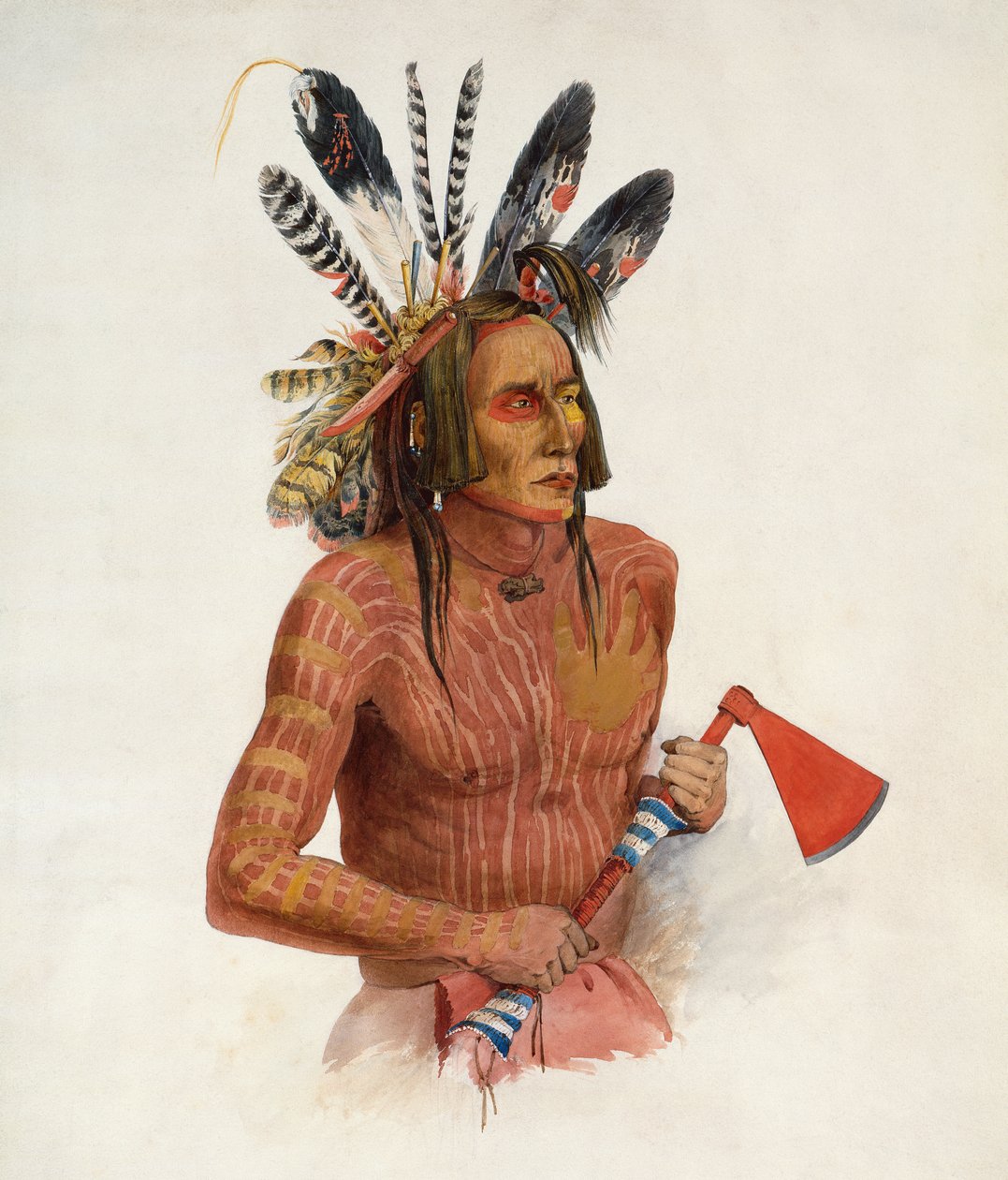 Mato-Tope, ozdobený insigniemi svých válečných činů od Karl Bodmer