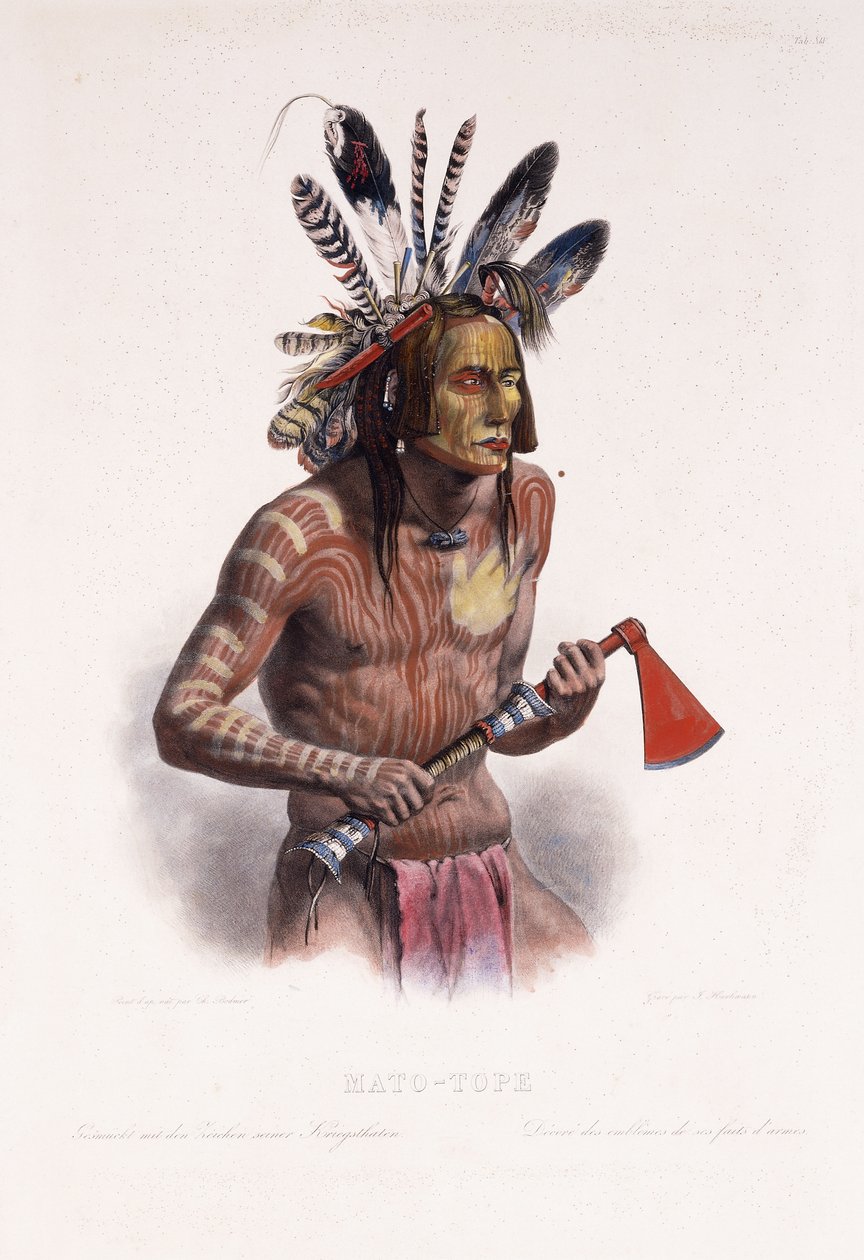 Mato-Tope, ozdobený Insignií jeho válečných činů, 1844 od Karl Bodmer