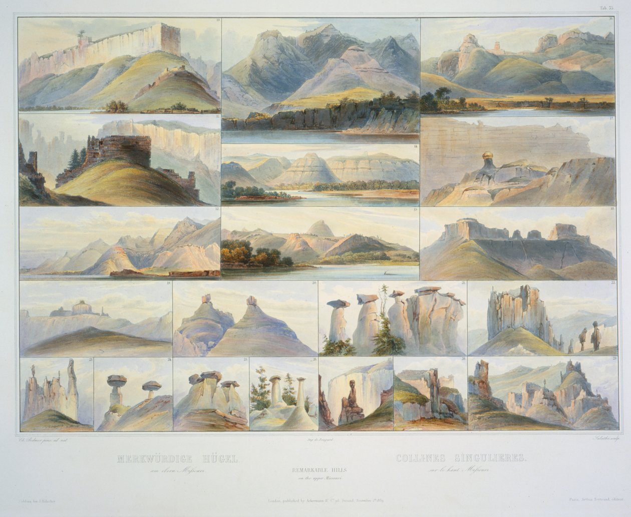 Pozoruhodné kopce v Horní Missouri od Karl Bodmer