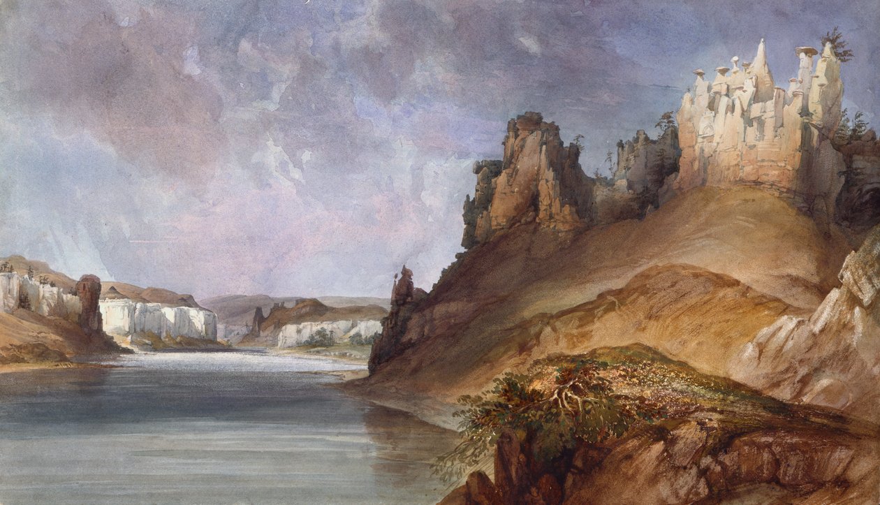Pohled na kamenné zdi na horní Missouri od Karl Bodmer