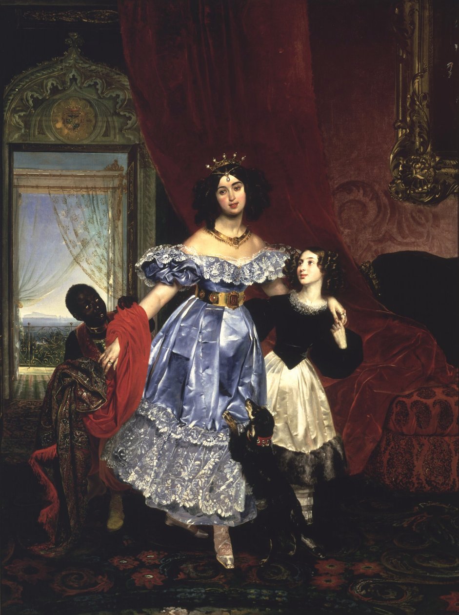 Portrét hraběnky Samojlové s (Giovaninou) Amazilií Pacini a černochem od Karl Bryullov
