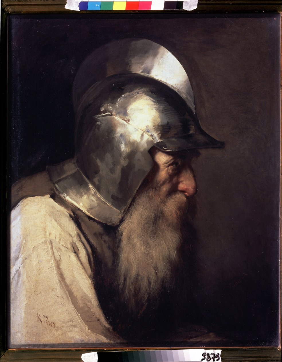 ""bojovník z doby náboženských válek a masakry protestantů ve Francii v 16. století"" Malba Karla Guna (1830-1877) 1870 Státní Treťjakovská galerie, Moskva od Karl Fedorovic Gun